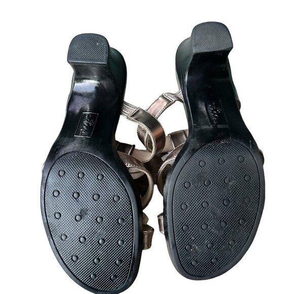 Sbicca California Goldie Metallic Strappy Sandals Floral Design‎ Women's Size 7W - Picture 7 of 8